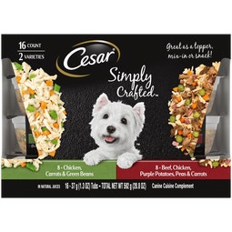 Chicken, Carrots & Green Beans and Beef, Chicken, Purple Potatoes, Peas & Carrots, (16) 1.3 oz Tub Variety Pack image