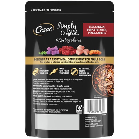 Cesar Simply Crafted™ Beef, Chicken, Purple Potatoes, Peas & Carrots image 1