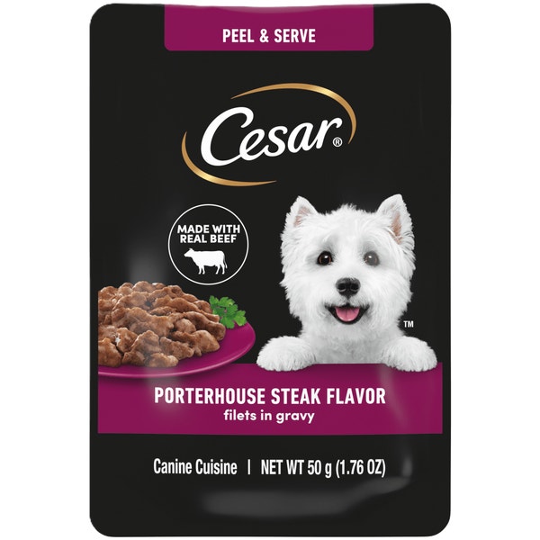 Cesar Filets in Gravy Filet Mignon Flavor Wet Dog Food, 1.76-oz Mini-Pouch image 1