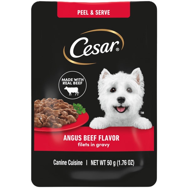 Cesar Filets in Gravy Angus Beef Flavor Wet Dog Food, 1.76-oz Mini-Pouch image 1