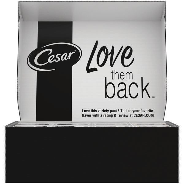 Classic Loaf in Sauce CESAR Classic Soft Wet Dog Food Loaf in Sauce Bulk Variety Pack, Filet Mignon Flavor, Porterhouse Steak Flavor, Grilled Steak & Eggs Flavor, and Beef Recipe image 1