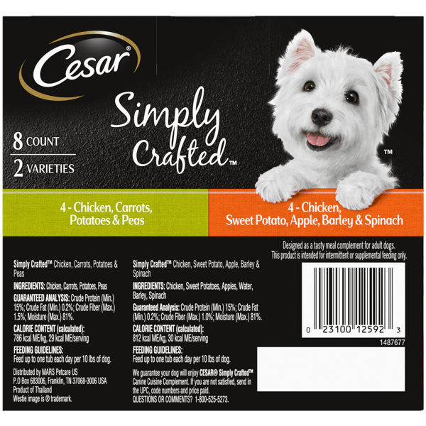 Cesar dog deals food feeding guide