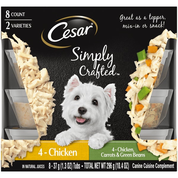Simply Crafted™ Chicken, and Chicken, Carrot & Green Bean, (8) 1.3 oz. Tub Variety Pack image 1