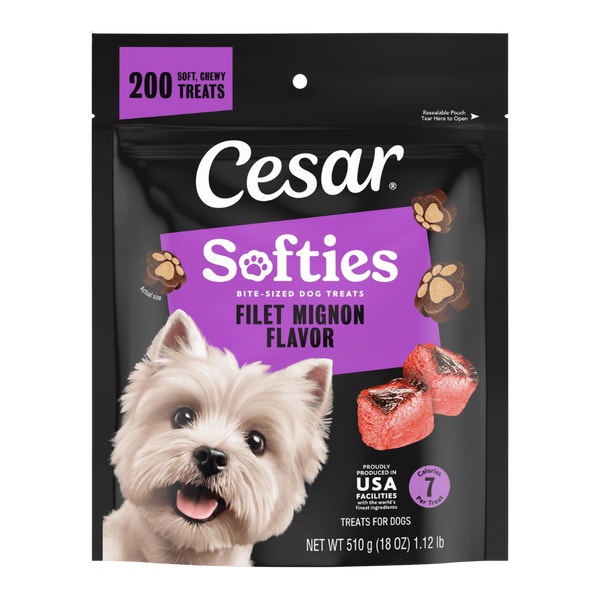 Cesar Softies Chewy Soft Dog Treats Filet Mignon image 1