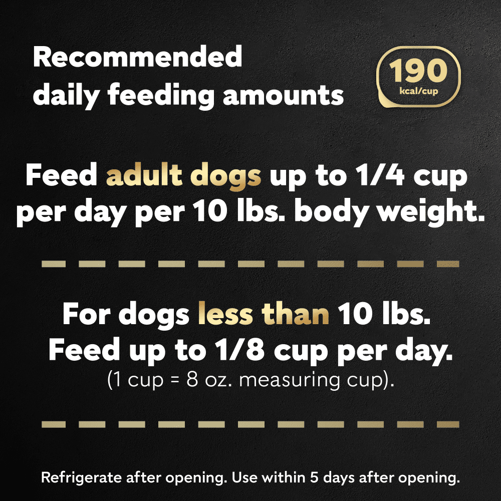 Cesar Simply Crafted™ Beef, Chicken, Purple Potatoes, Peas & Carrots feeding guidelines image