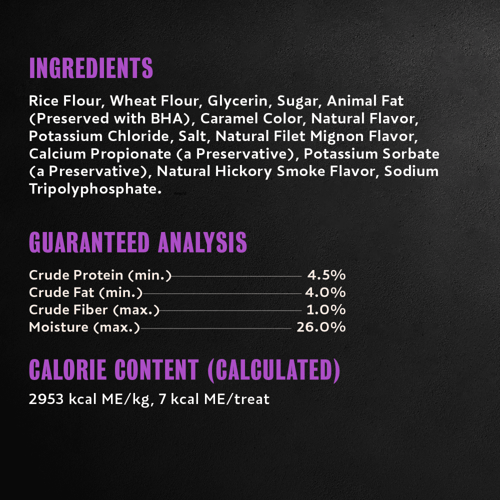 Cesar Softies Chewy Soft Dog Treats Filet Mignon ingredients image