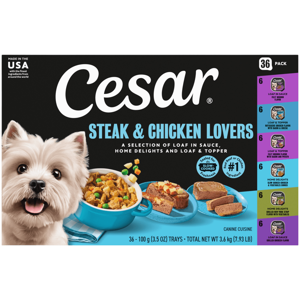 Steak & Chicken Lover's Wet Dog Food Multipack | CESAR®