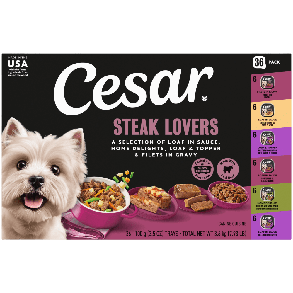 Steak Lover's Wet Dog Food Multipack 36 Count | CESAR®