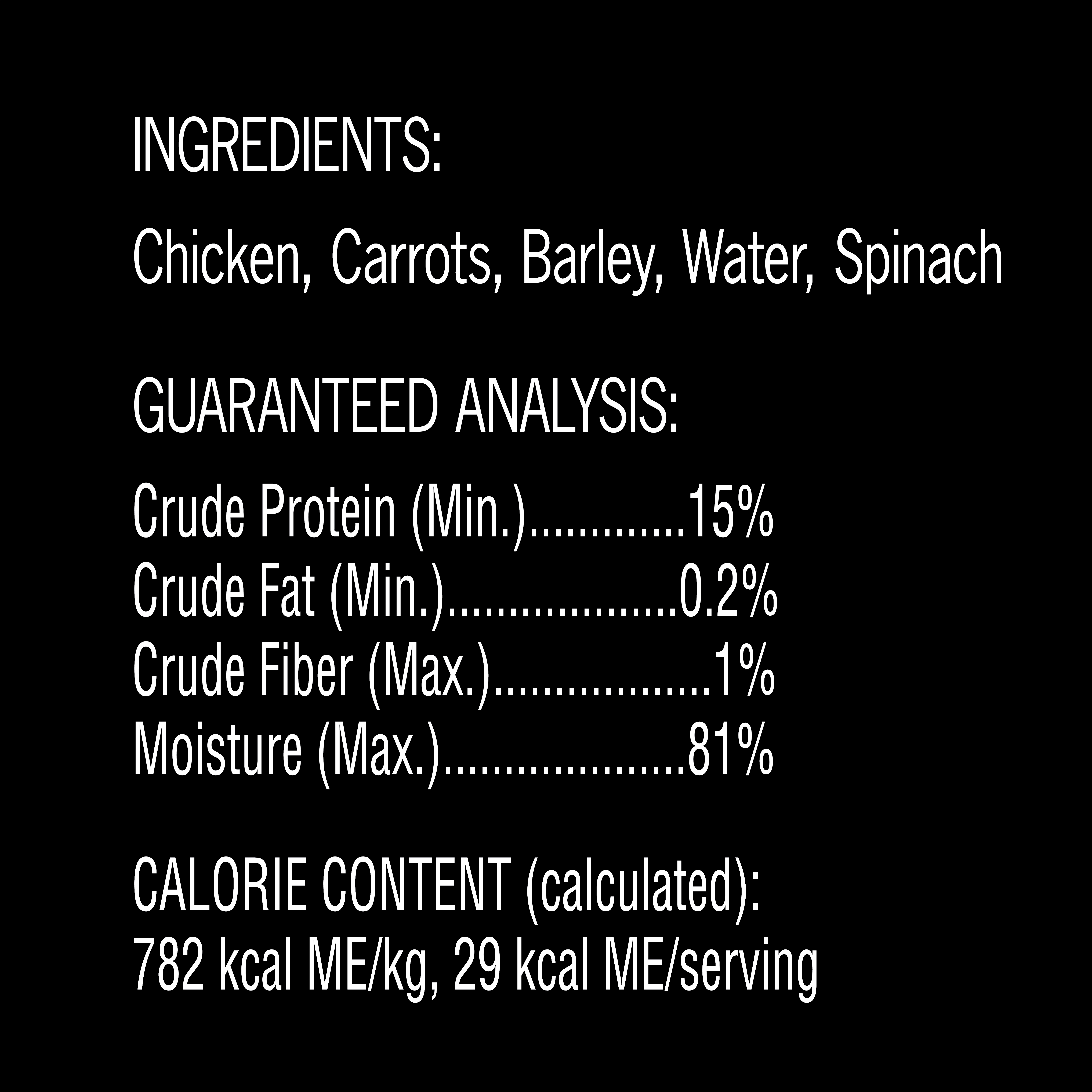Simply Crafted™ Chicken, Carrots, Barley & Spinach guaranteed analysis image