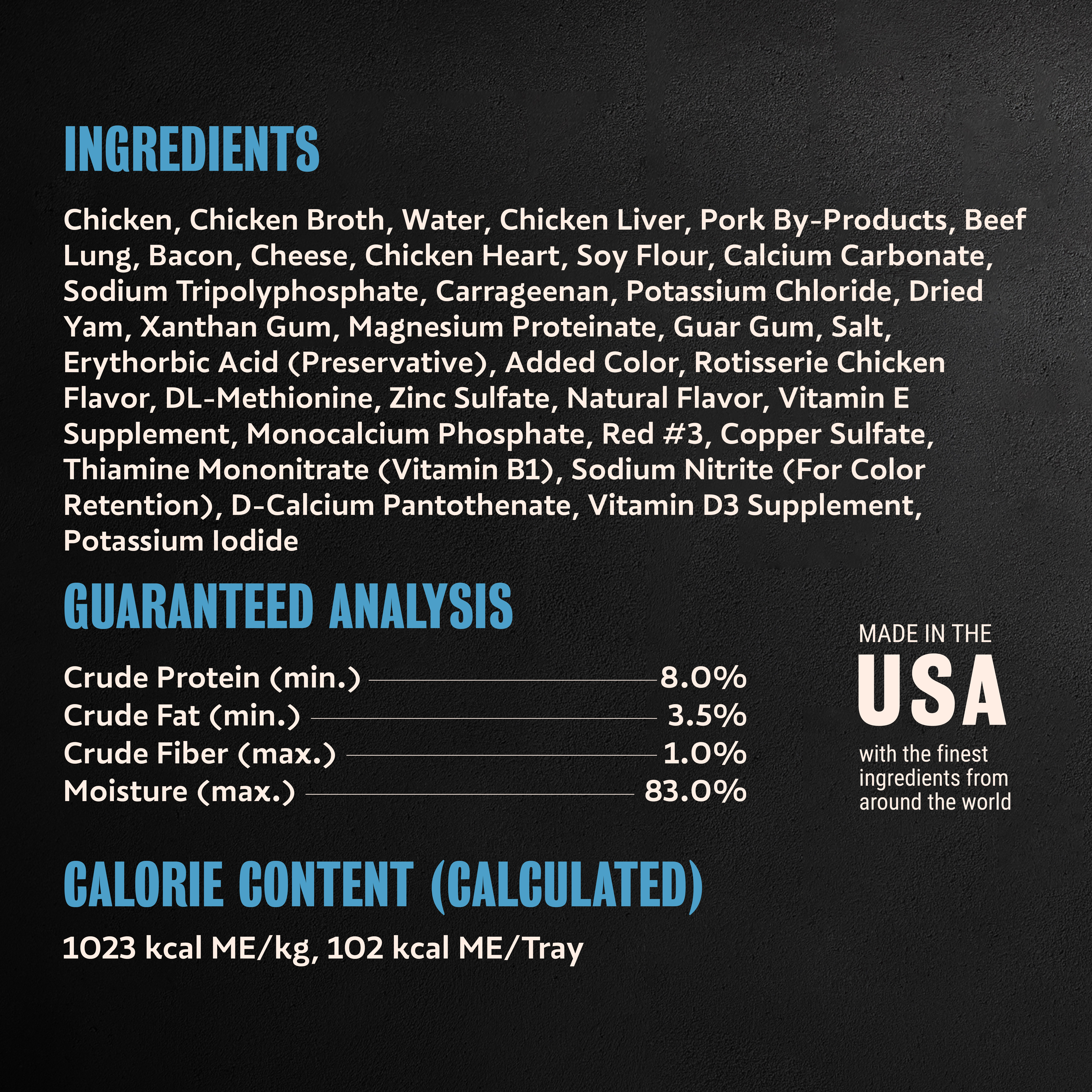 Loaf & Topper in Sauce Rotisserie Chicken  with Bacon & Cheese guaranteed analysis image